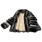 La Prima Luxury - Piuma - Black Velvet Chinchilla Fur - 18 kt Gold Hooks - Fur Coat - Luxury Exclusive Collection