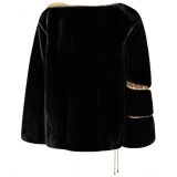 La Prima Luxury - Puma - Fur Coat in Blackglama Vison - Python Inlays - Golden Mesh - Fur Coat - Luxury Exclusive Collection