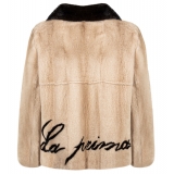La Prima Luxury - La Prima - Beige - Vison Fur 8mm Shaved With White Mink - Fur Coat - Luxury Exclusive Collection