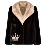 La Prima Luxury - La Prima - Mahogany - Vison Fur 8 mm Shaved With White Mink - Fur Coat - Luxury Exclusive Collection