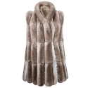 La Prima Luxury - Soffio Beige - Beige Leather Gillet - 18 kt Gold Hooks - Fur Coat - Luxury Exclusive Collection