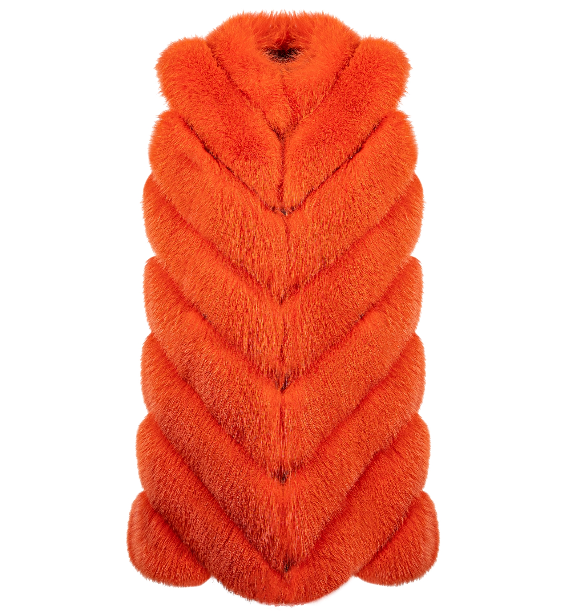 La Prima Luxury - Spiga Arancio - Orange White Shadow Fox Fur - 18 kt Gold  - Fur Coat - Luxury Exclusive Collection - Avvenice