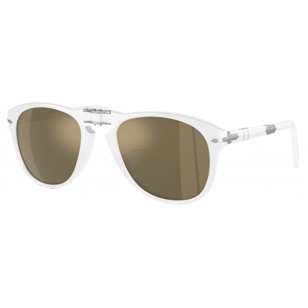 Persol - 714SM - Steve McQueen Exclusive - Opal Ivory / Clear Mirror 24k Gold Plated - Sunglasses