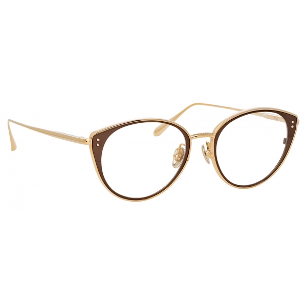 Linda Farrow - Alba Cat Eye Optical Glasses in Light Gold ...