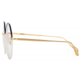 Linda Farrow - Bea Round Optical Glasses in Black Yellow Gold - LFL1333C5OPT - Linda Farrow Eyewear