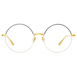 Linda Farrow - Bea Round Optical Glasses in Black Yellow Gold - LFL1333C5OPT - Linda Farrow Eyewear