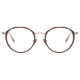 Linda Farrow - Cesar Angular Optical Glasses in Light Gold Brown - LFL1225C3OPT - Linda Farrow Eyewear