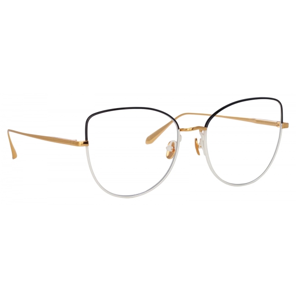 Linda Farrow - Eloise Cat Eye Optical Glasses in Black Yellow Gold - LFL1336C5OPT - Linda Farrow Eyewear