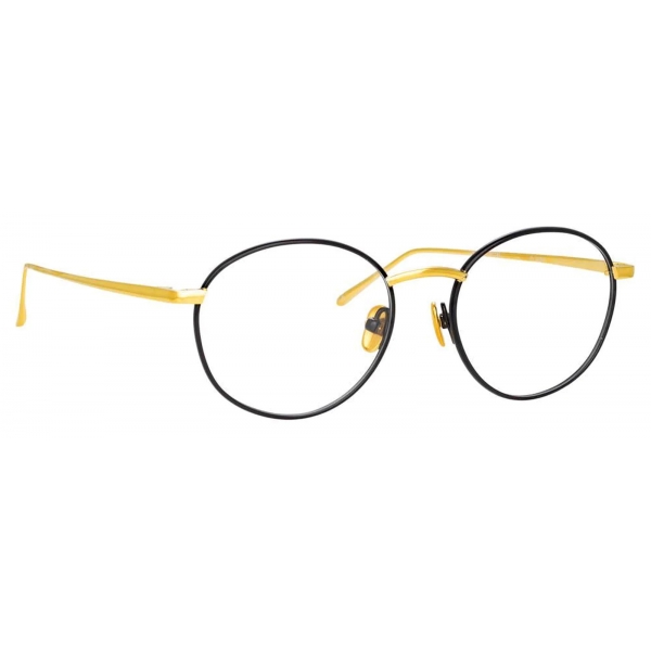Linda Farrow - Hoffman Oval Optical Glasses in Black Yellow Gold - LFL1034C1OPT - Linda Farrow Eyewear