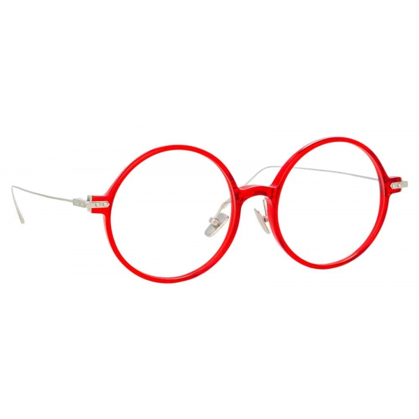 Linda Farrow - Linear Savoye Round Optical Glasses in Crimson - LF09C6OPT - Linda Farrow Eyewear