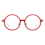 Linda Farrow - Linear Savoye Round Optical Glasses in Crimson - LF09C6OPT - Linda Farrow Eyewear