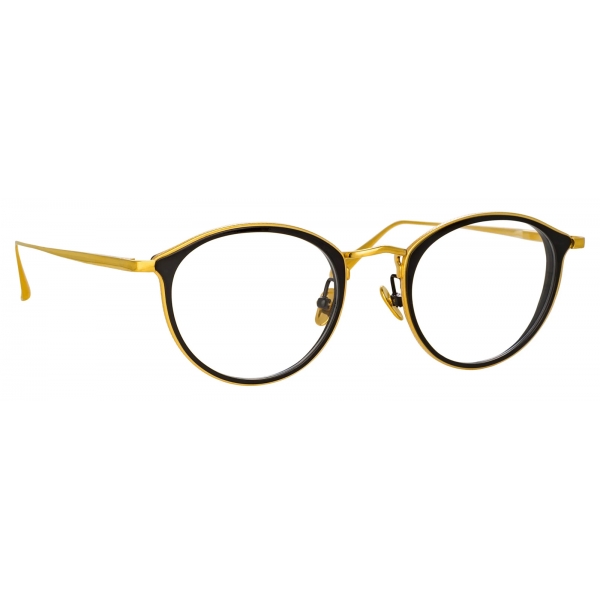 Linda Farrow - Luis Oval Optical Glasses in Yellow Gold Black - LFL1224C1OPT - Linda Farrow Eyewear