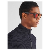 Prada - Prada Linea Rossa Impavid - Rectangular Sunglasses - Black Red Iridescent - Prada Collection - Sunglasses