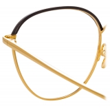 Linda Farrow - Raif Square Optical Glasses in Yellow Gold Black - LFL819C8OPT - Linda Farrow Eyewear