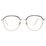 Linda Farrow - Raif Square Optical Glasses in Rose Gold Brown - LFL819C10OPT - Linda Farrow Eyewear
