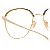 Linda Farrow - Occhiali da Vista Raif Square in Oro Chiaro Tartaruga - LFL819C18OPT - Linda Farrow Eyewear