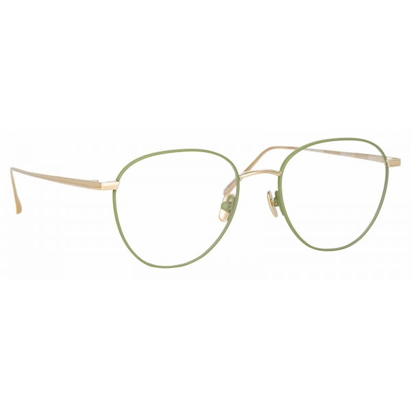 Linda Farrow - Raif Square Optical Glasses in Light Gold Khaki - LFL819C31OPT - Linda Farrow Eyewear