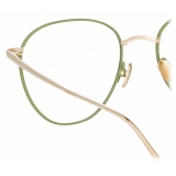 Linda Farrow - Raif Square Optical Glasses in Light Gold Khaki - LFL819C31OPT - Linda Farrow Eyewear