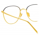 Linda Farrow - Occhiali da Vista Raif Square in Oro Giallo Nero - LFL819C24OPT - Linda Farrow Eyewear