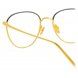 Linda Farrow - Raif Square Optical Glasses in Yellow Gold Black - LFL819C24OPT - Linda Farrow Eyewear