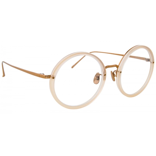 Linda Farrow - Tracy Round Optical Glasses in Milky Peach - LFL239C61OPT - Linda Farrow Eyewear