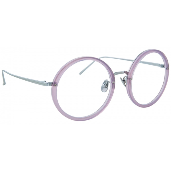 Linda Farrow - Tracy Round Optical Glasses in Milky Purple - LFL239C63OPT - Linda Farrow Eyewear