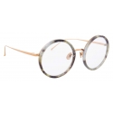 Linda Farrow - Tracy Round Optical Glasses in Grey Marble - LFL239C54OPT - Linda Farrow Eyewear