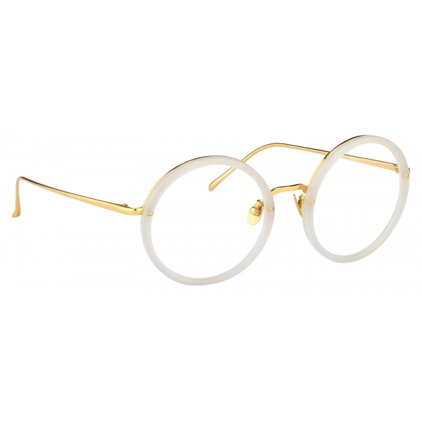 Linda Farrow - Tracy Round Optical Glasses in Milky Grey - LFL239C37OPT - Linda Farrow Eyewear