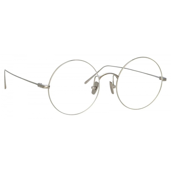 Linda Farrow - Zaha Round Optical Glasses in White Gold - LF32C2OPT - Linda Farrow Eyewear