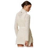 Twinset - Perforated Cotton Cardigan - Cream - Knitwear - Made in Italy - Luxury Exclusive Collection