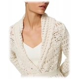Twinset - Perforated Cotton Cardigan - Cream - Knitwear - Made in Italy - Luxury Exclusive Collection