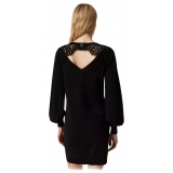 Twinset - Short Dress with Macramè Lace Inserts - Black - Dress - Made in Italy - Luxury Exclusive Collection
