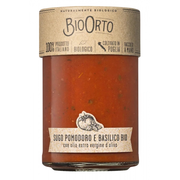 BioOrto - Organic Tomato and Basil Sauce - Organic Preserved Foods - 350 g