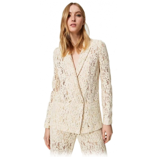 Twinset - Macramé Lace Blazer - Ivory - Jackets - Made in Italy - Luxury Exclusive Collection