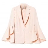 Twinset - Blazer with Ruffle Detail - Powder Pink - Jackets - Made in Italy - Luxury Exclusive Collection