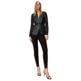 Twinset - Nappa-Effect Blazer with Lace Sleeves - Black - Jackets - Made in Italy - Luxury Exclusive Collection