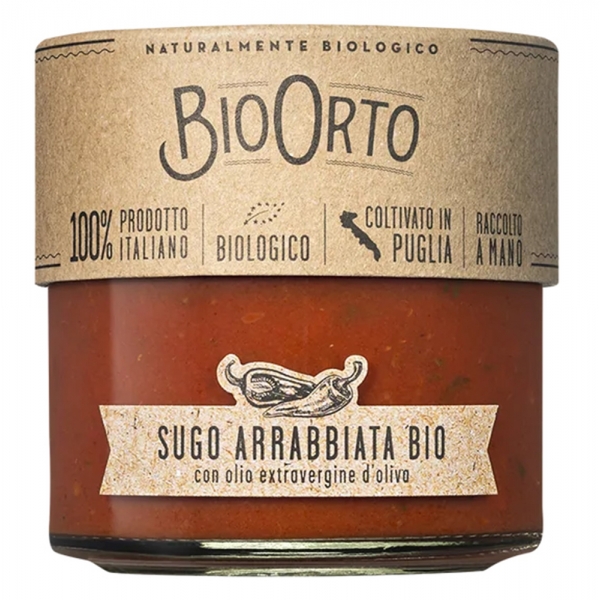 BioOrto - Organic Arrabbiata Sauce - Organic Preserved Foods - 185 g