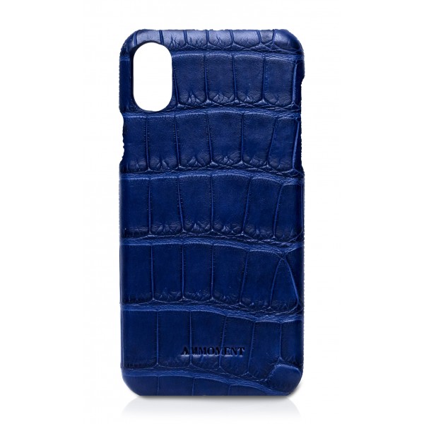 Ammoment - Coccodrillo Marino in Navy - Cover in Pelle - iPhone X