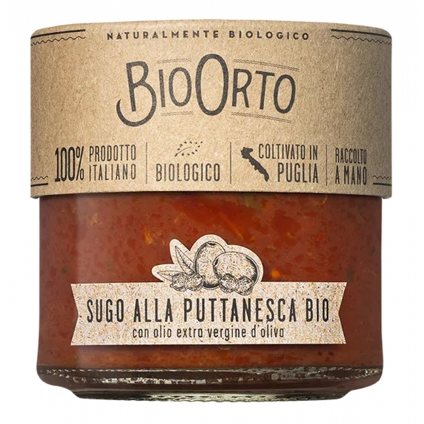 BioOrto - Organic Puttanesca Sauce - Organic Preserved Foods - 185 g