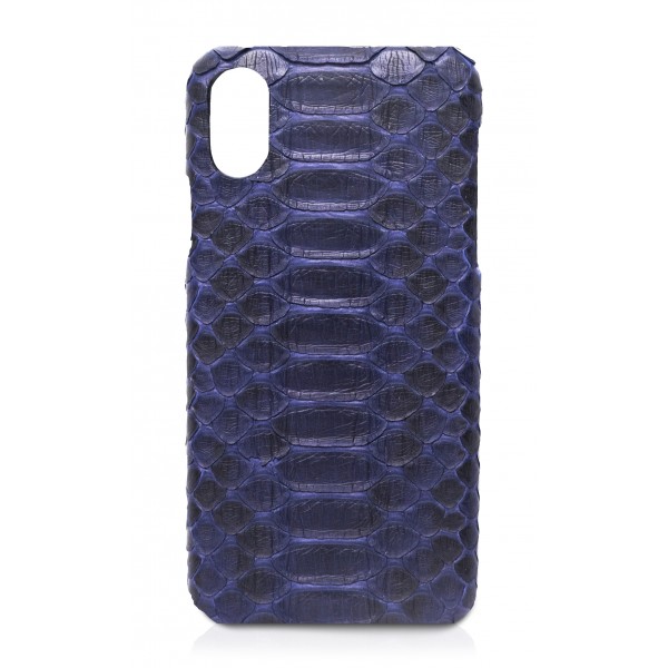 Ammoment - Pitone in Navy - Cover in Pelle - iPhone X