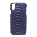 Ammoment - Python in Navy - Leather Cover - iPhone X