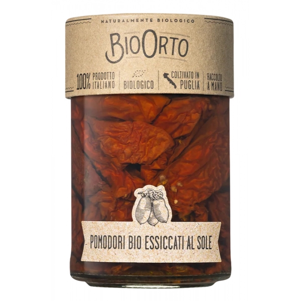 BioOrto - Organic Sun Dried Tomatoes in Evo Oil - Organic Preserved Foods - 360 g