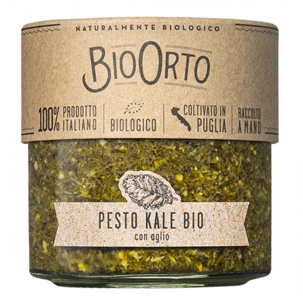 BioOrto - Pesto Kale Bio con Aglio - Conserve Biologiche - 180 g