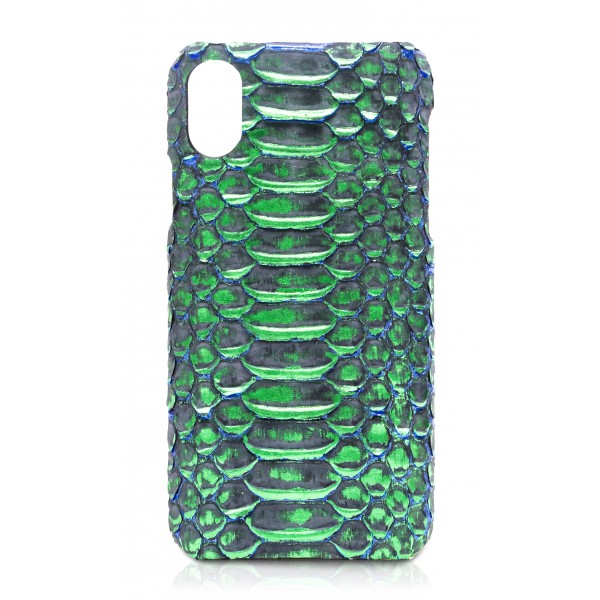 Ammoment - Pitone in Verde Crocus Metallico - Cover in Pelle - iPhone X