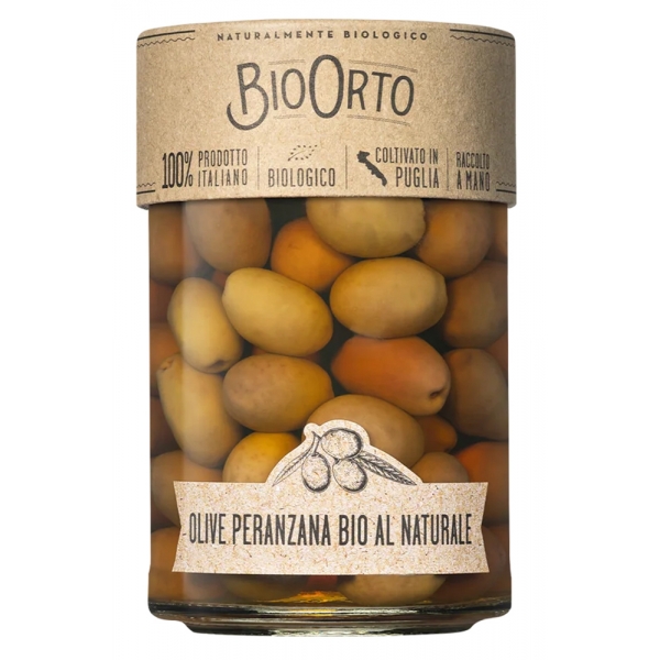 BioOrto - Natural Organic Peranzana Olives - Organic Preserved Foods - 350 g