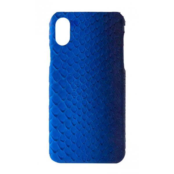 Ammoment - Pitone in Blu Petalo - Cover in Pelle - iPhone X