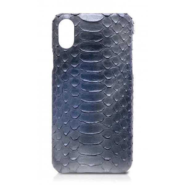 Ammoment - Pitone in Blu Calce - Cover in Pelle - iPhone X