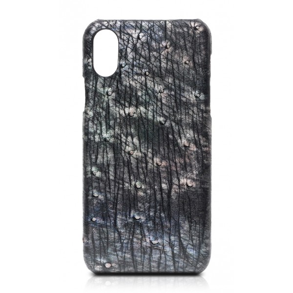 Ammoment - Ostrich in Tahitian Pearl - Leather Cover - iPhone X