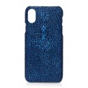 Ammoment - Razza in Glitter Metallizzato Blu - Cover in Pelle - iPhone X