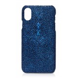 Ammoment - Stingray in Glitter Metallic Blue - Leather Cover - iPhone X